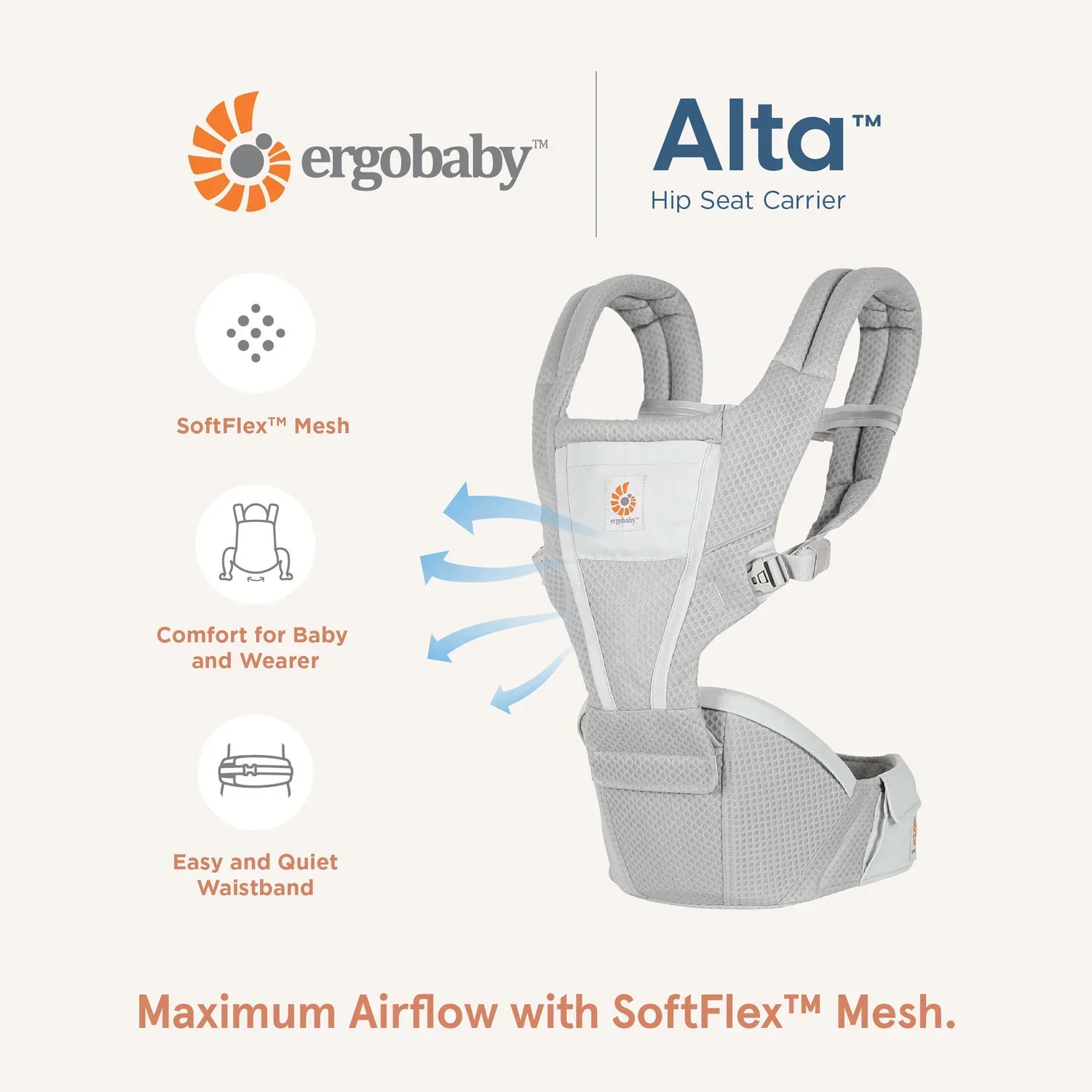 Ergobaby Alta Hip Seat, Baby Carrier for Ages 4–48 Months - Image 7