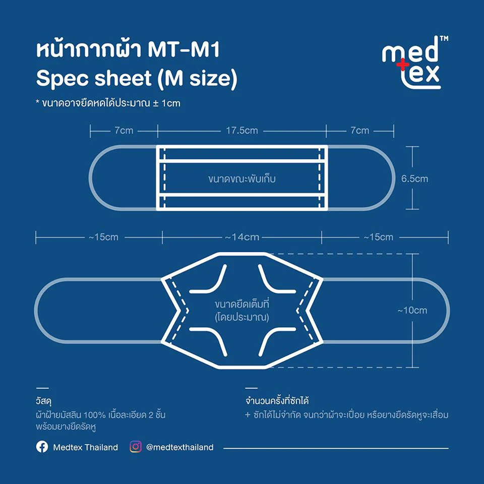 Medtex M1 2-Layer White Muslin Cloth Face Mask, Size M, Pack of 10 - Image 4